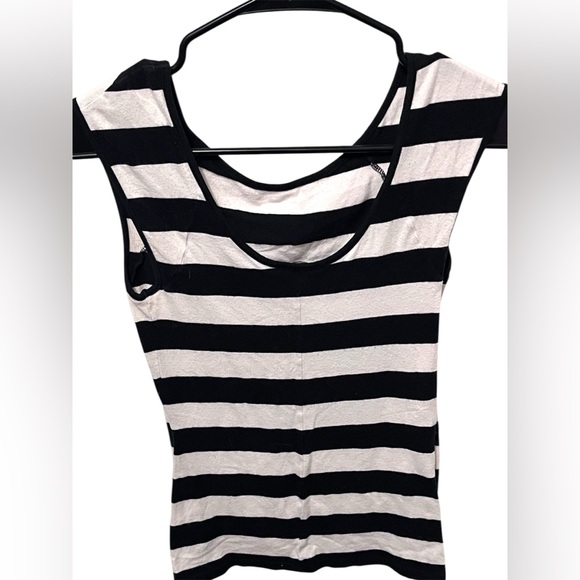 Express Tops - Express Black and White Striped Tank Top